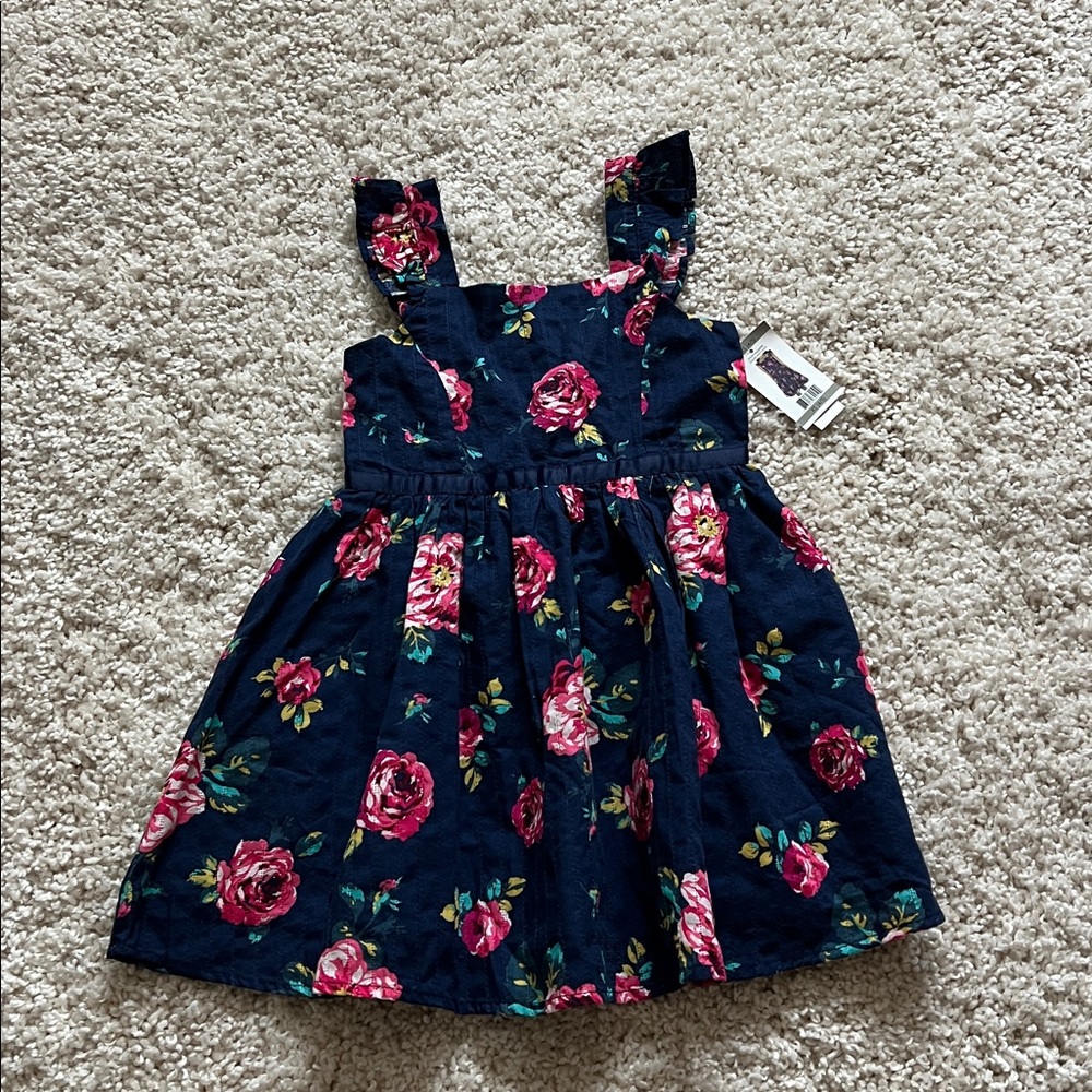 Zunie Navy Dress with Pink Floral Design